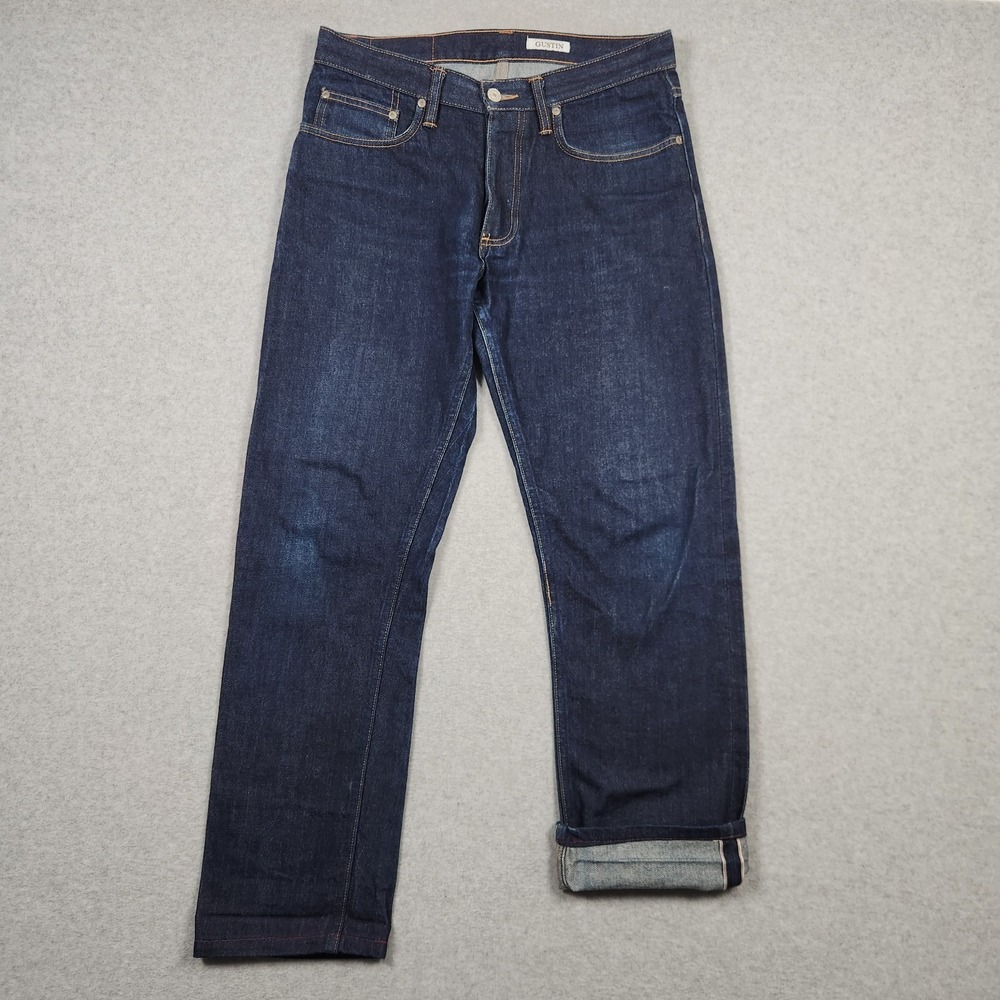 Gustin Selvedge Jeans 32x30 Blue Dark Wash Indigo Red Line Slim Fit Made In USA